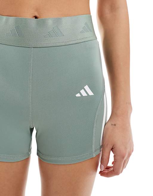 Adidas Training Hyperglam 3 Inch Booty Shorts In Silver Green