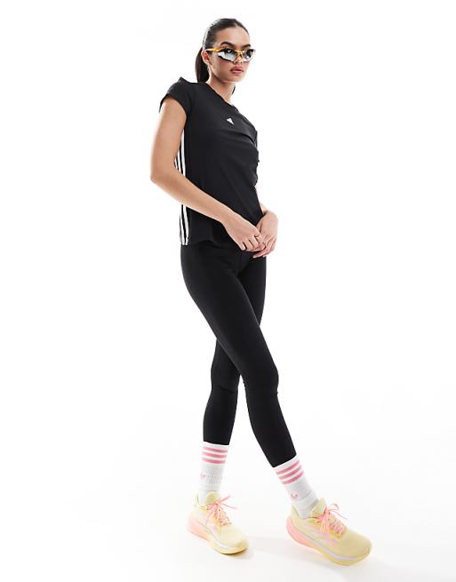 Adidas Training Hyperglam 3 Stripe T-shirt In Black