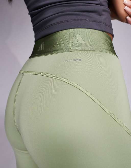 Adidas Training Hyperglam Full Length Leggings In Khaki