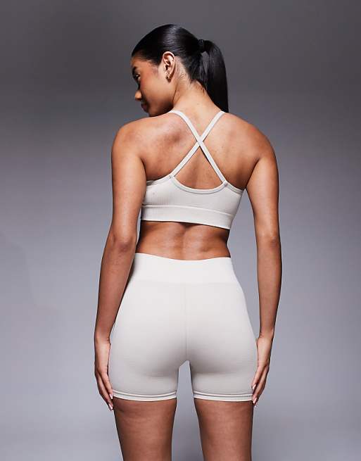 Adidas Training Knit 4"" Booty Shorts In Light Brown