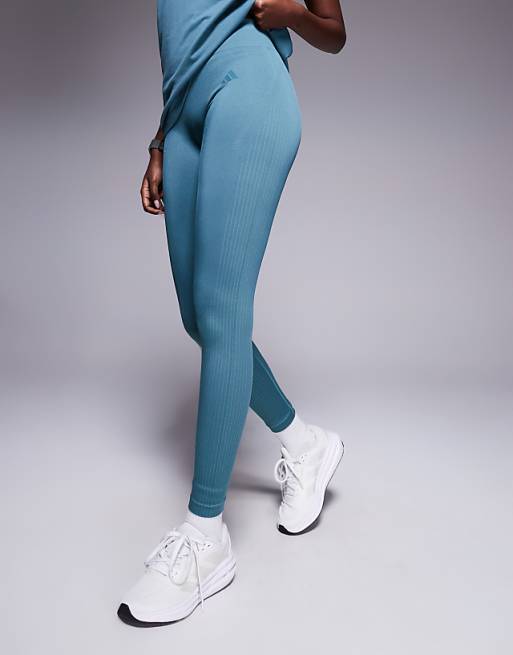 Adidas Training Knitted Full Length Leggings In Teal
