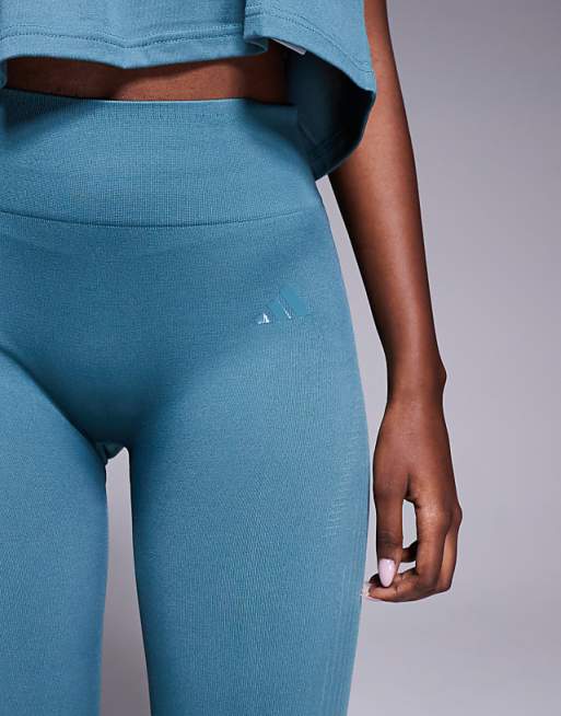 Adidas Training Knitted Full Length Leggings In Teal