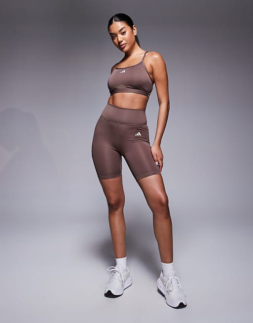 Adidas Training Light Support Sports Bra In Brown