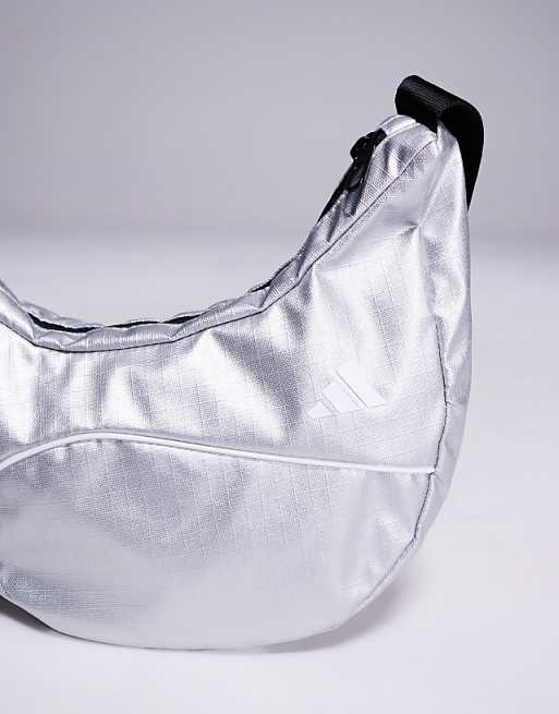 Adidas Training Metallic Crossbody Bag In Silver