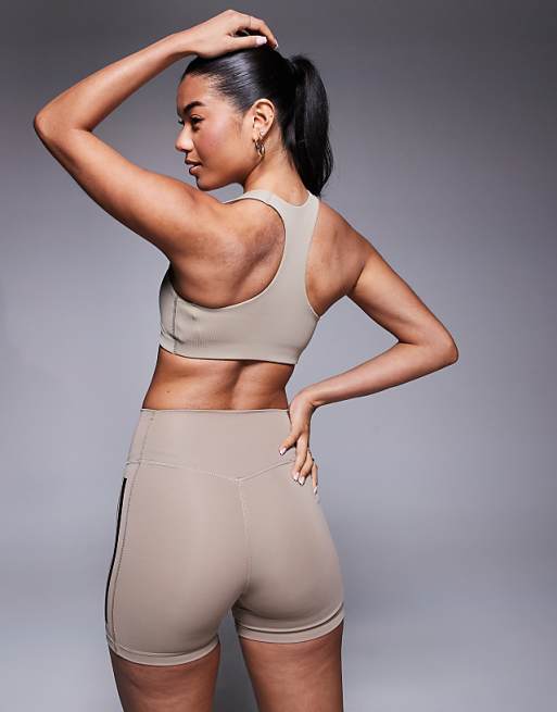 Adidas Training Optime Booty Shorts In Chalky Brown