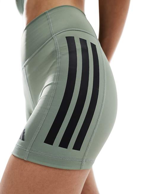 Adidas Training Optime Booty Shorts In Silver Green
