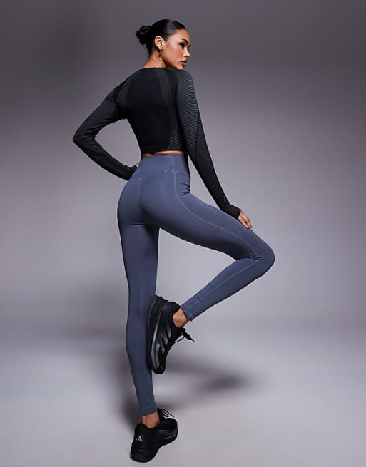 Adidas Training Optime Essentials Full Length Leggings In Dark Grey