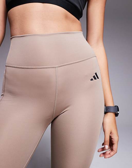 Adidas Training Optime Essentials Full Length Leggings In Chalky Brown