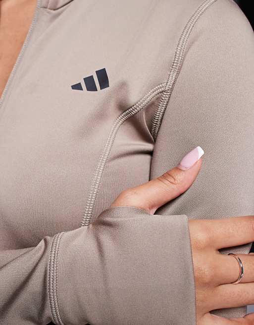 Adidas Training Optime Essentials Jacket In Light Brown