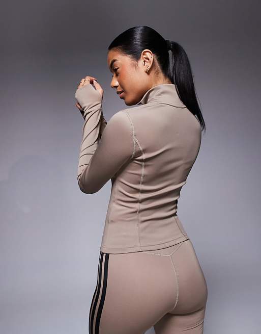 Adidas Training Optime Essentials Jacket In Light Brown