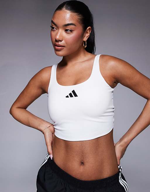 Adidas Training Optime Power Back Twist Tank In White