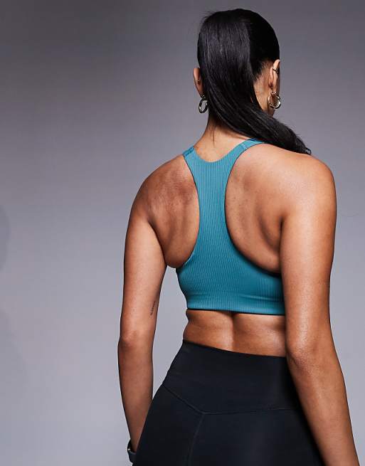 Adidas Training Power Mid Support Sports Bra In Teal