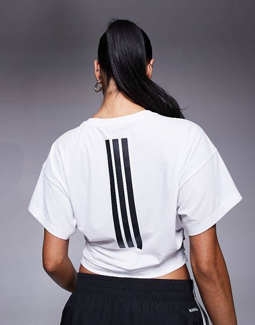 Adidas Training Power Twist Back T-shirt In White