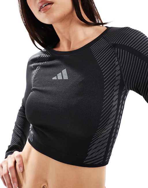 Adidas Training Seamless Long Sleeve Top In Black
