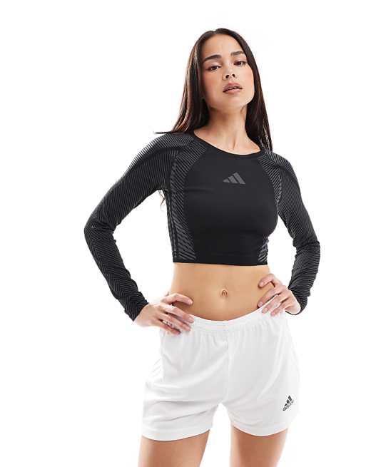 adidas Training seamless long sleeve top in black