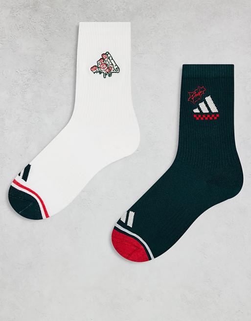 adidas Training socks with pizza graphic 2 pack
