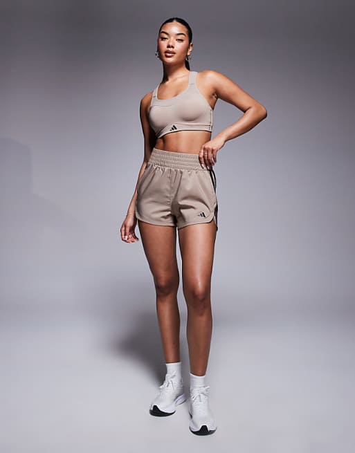 Adidas Training Strength High Support Sports Bra In Chalky Brown