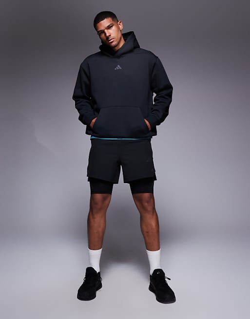 Adidas Training Strength Oversized Hoodie In Black