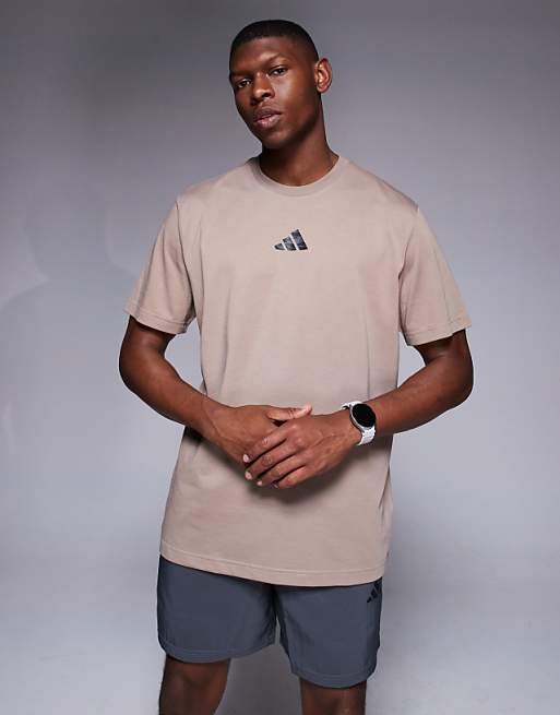Adidas Training T-shirt With Graphic Print In Chalky Brown