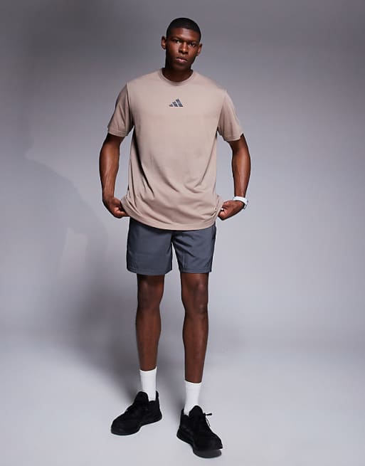 Adidas Training T-shirt With Graphic Print In Chalky Brown
