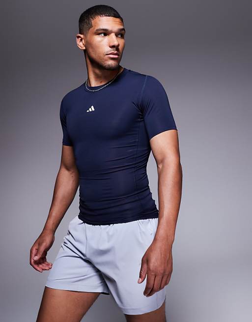 Adidas Training Tech Fit Base Layer T-shirt In Navy
