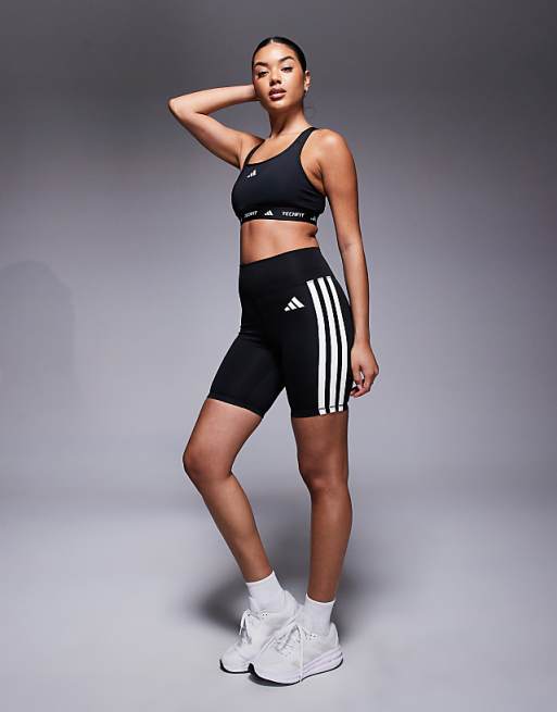 Adidas Training Tech Fit Mid Support Bra In Black