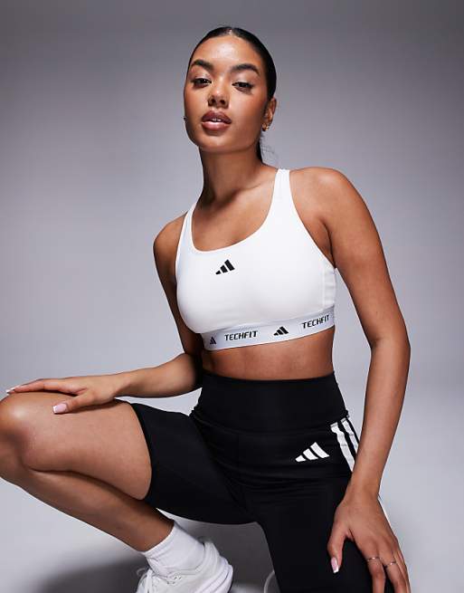 adidas Training Tech Fit mid support bra in white