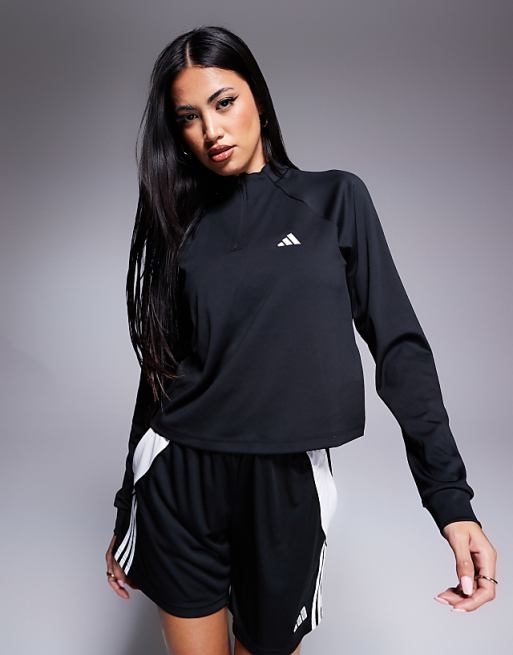 Adidas Training Train Essentials 1/4 Zip Top In Black