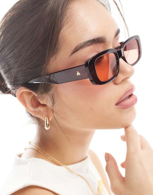 AIRE Ceres Rectangle Sunglasses In Chocolate Brown