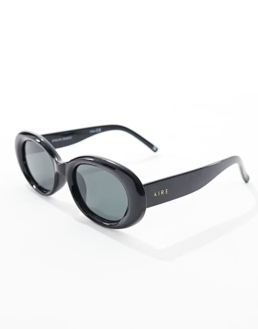 Aire Epsilon Oval Sunglasses In All Black