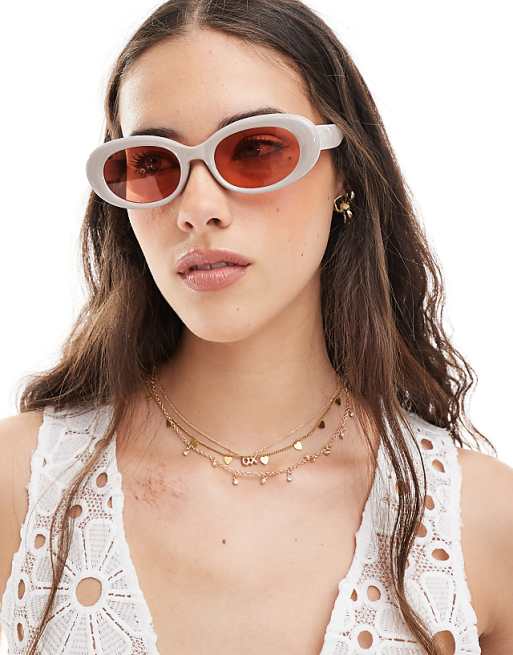 Aire Epsilon oval sunglasses with pink lens in taupe