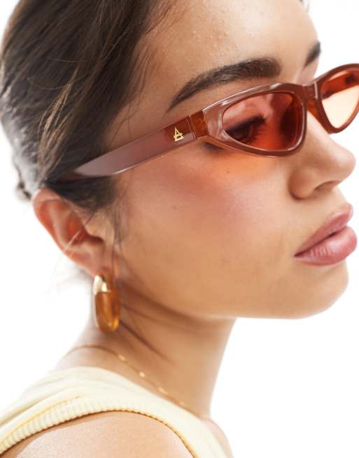 AIRE Horizon Slim Cat Eye Sunglasses In Cinnamon Brown