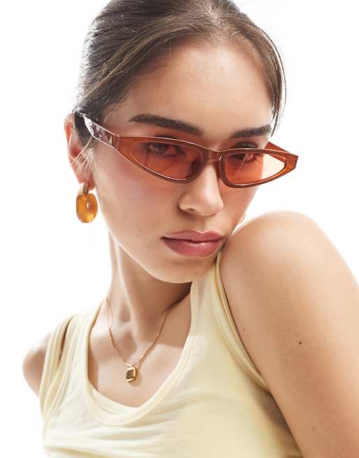 AIRE horizon slim cat eye sunglasses in cinnamon brown