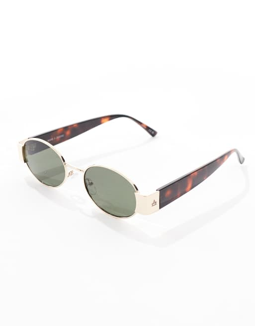 Aire Mars II Slim Oval Metal Frame Sunglasses With Tort
