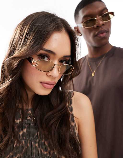 AIRE sirius rimless rectangle sunglasses in gold and tort