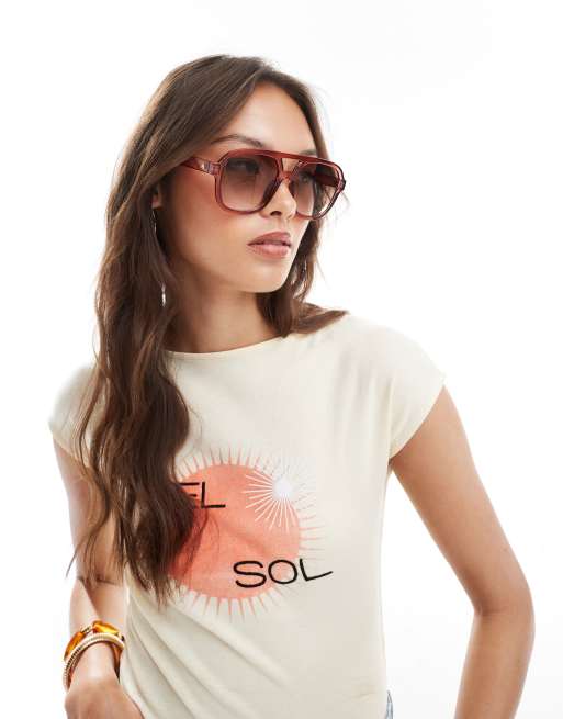 AIRE Whirlpool Aviator Sunglasses In Peach Quartz