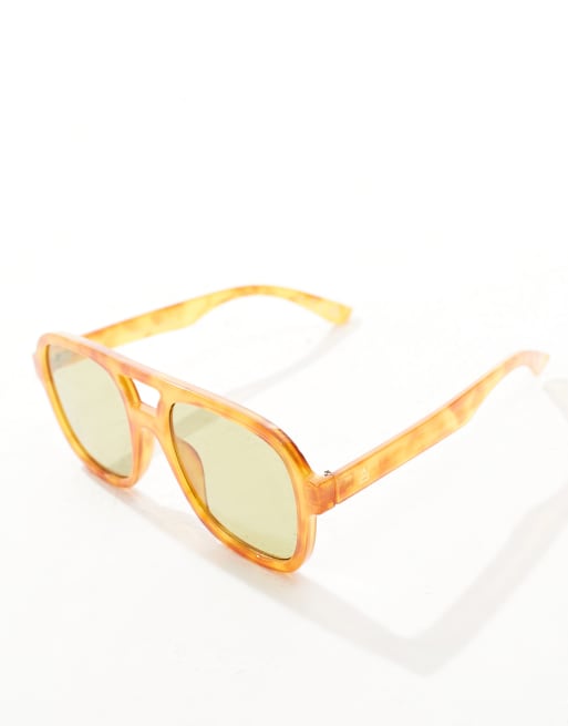 AIRE Whirlpool Aviator Sunglasses In Vintage Tort With Green Lens