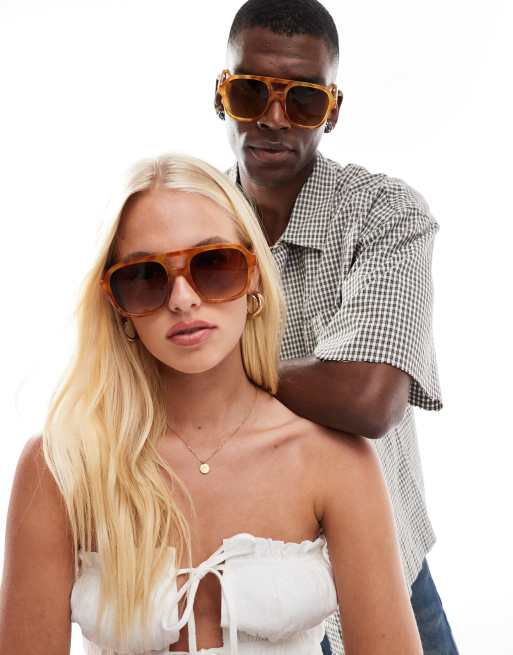 Aire Whirlpool Oversized Aviator Sunglasses In Vintage Tort