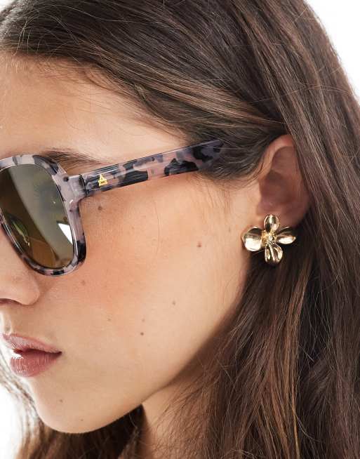 Aire Whirlpool Oversized Aviator Sunglasses With Yellow Lens In Charcoal Tort