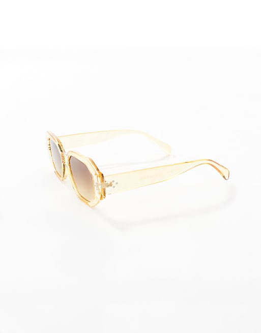 AJ Morgan Top Grade Hexagonal Sunglasses In Gold And Brown