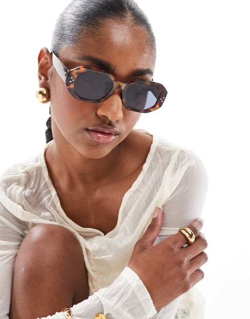 AJ Morgan Top Grade Hexagonal Sunglasses In Tortoiseshell
