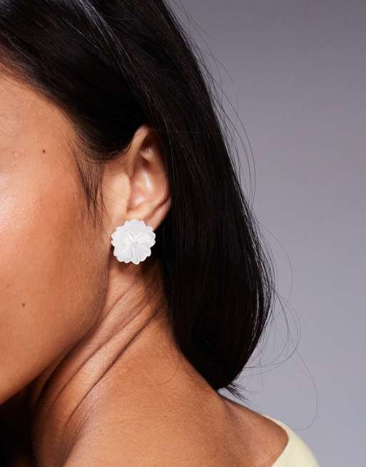ALDO Camelliaa Floral Stud Earrings In Pearl