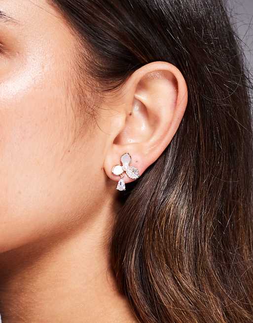 ALDO cirehar pale flower and crystal drop earrings in gold