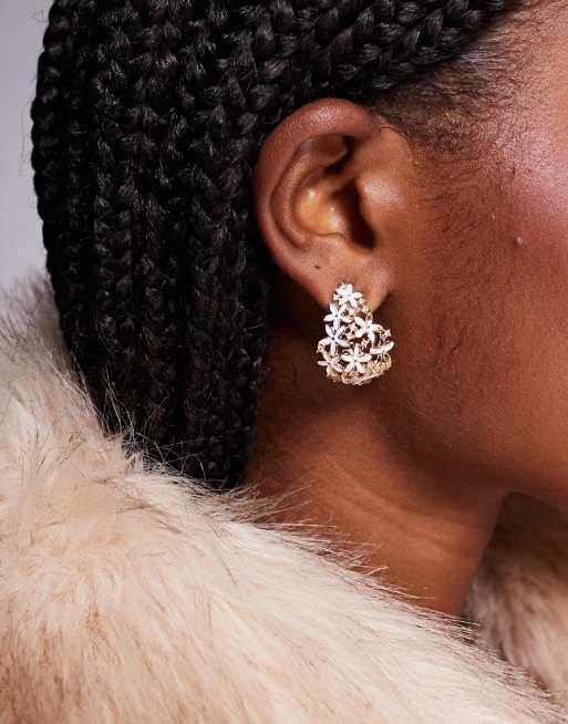 ALDO Flowerpearl Mirco Flower Teardrop Earrings In Gold