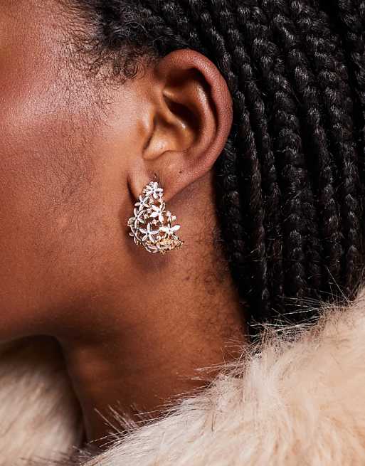 ALDO flowerpearl mirco flower teardrop earrings in gold