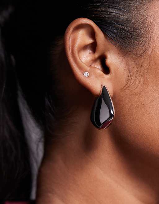 ALDO Koby stainless steel water resistant molten tear drop earrings in silver