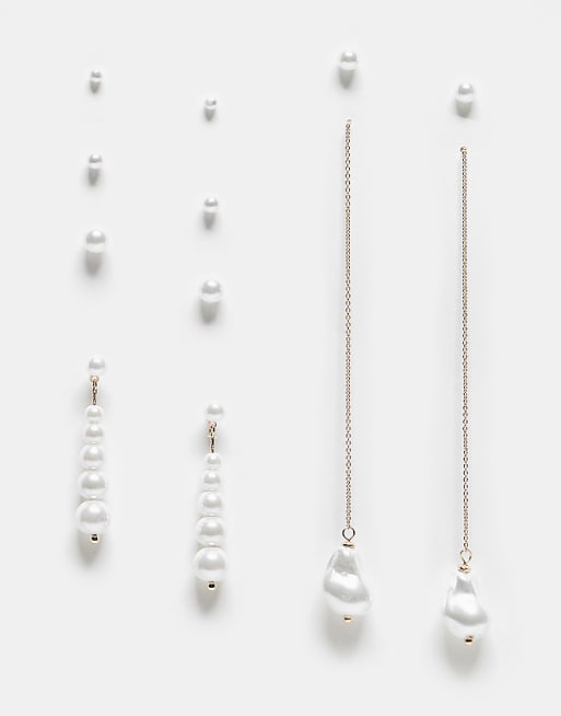 ALDO luminna pack of 6 pearl earrings