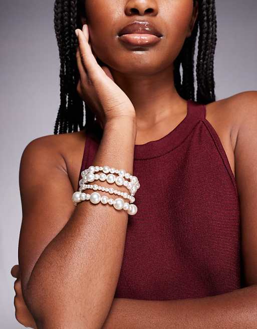 ALDO natacha pack of 4 bracelets in pearl