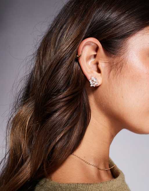 ALDO Oladele Pearl And Crystal Stud Earrings In Gold
