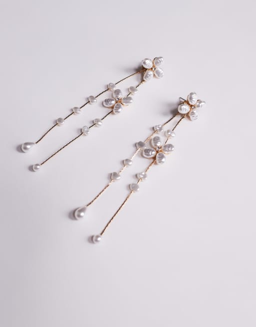 ALDO Pearlora Daintly Flower And Pearl Drop Earrings In Gold